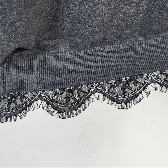 LC Lauren Conrad Grey and Black Lace Blouse - Picture 5 of 7